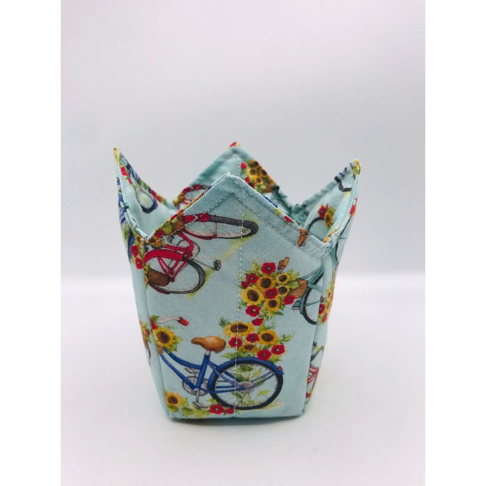 Bicycles and Sunflowers Microwave Pint Size Cozy for Hot or Cold